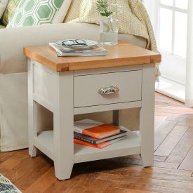 Downton Grey Painted 1 Drawer Lamp Side Table