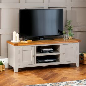 Downton Grey Painted Medium Widescreen TV Unit - Up to 60