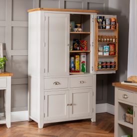 Downton Grey Painted Kitchen Large Double Larder Pantry Cupboard