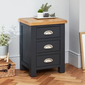 Cotswold Charcoal Grey Painted 3 Drawer Bedside Table