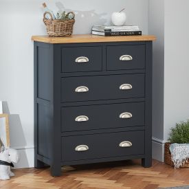 Cotswold Charcoal Grey Painted 2 over 3 Drawer Chest