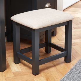 Cotswold Charcoal Grey Painted Stool with Natural Fabric Seat Pad