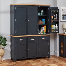 Cotswold Charcoal Grey Painted Triple Kitchen Larder Pantry Cupboard
