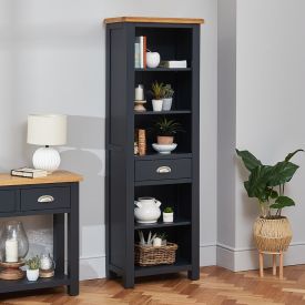 Cotswold Charcoal Grey Painted Tall Narrow Alcove Bookcase