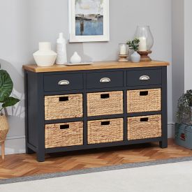 Cotswold Charcoal Grey Painted Large Basket Sideboard
