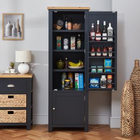 Cotswold Charcoal Grey Painted Single Kitchen Larder Pantry Cupboard
