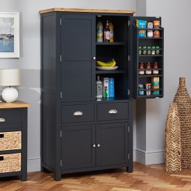 Cotswold Charcoal Grey Painted Double Kitchen Larder Pantry Cupboard