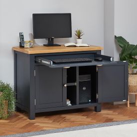 Cotswold Charcoal Grey Painted Hideaway Computer Desk
