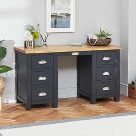 Cotswold Charcoal Grey Painted Large Twin Pedestal Desk