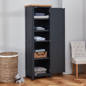 Cotswold Charcoal Grey Painted Single Linen Storage Cupboard
