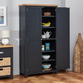 Cotswold Charcoal Grey Painted Double Shaker Kitchen Pantry Cupboard