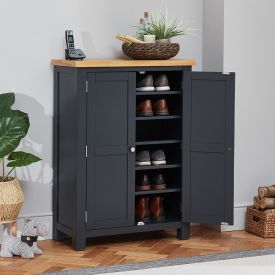 Cotswold Charcoal Grey Painted Large Shoe Cupboard