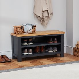 Cotswold Charcoal Grey Painted Shoe Storage Bench