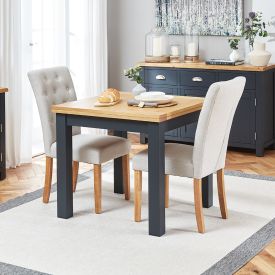 Cotswold Charcoal Grey Square Flip Top Dining Table and 2 Fabric Chairs