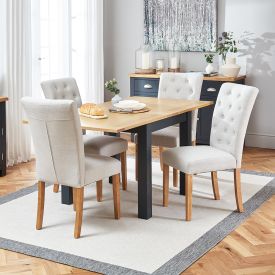 Cotswold Charcoal Grey Square Flip Top Dining Table and 4 Fabric Chairs