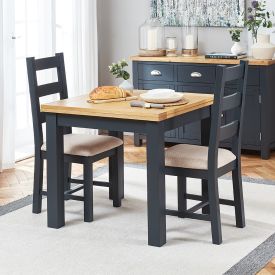Cotswold Charcoal Grey Square Flip Top Dining Table and 2 Chair Set