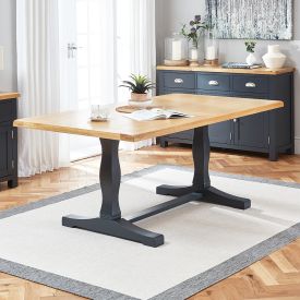 Cotswold Charcoal Grey Painted Oak 1.8m Refectory Dining Table - Seats 6 to 8
