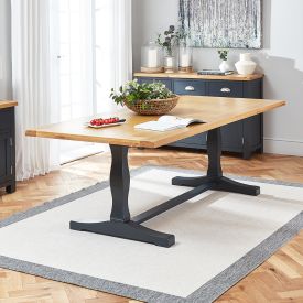 Cotswold Charcoal Grey Painted Oak 2.2m Refectory Dining Table - Seats 8 to 10