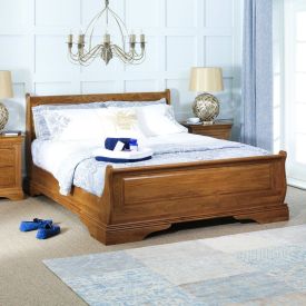 French Louis Solid Oak 5ft King Size Sleigh Bed