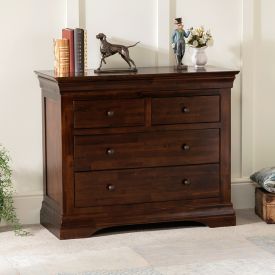 French Hardwood Mahogany Stained 2 over 2 Drawer Chest of Drawers