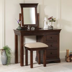 French Hardwood Mahogany Stained dressing table stool and mirror set 