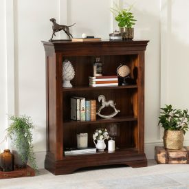 French Hardwood Mahogany Stained Low Bookcase