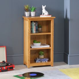 The Furniture Market Chester Grey Painted Low Bookcase Oak Top
