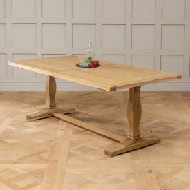 Solid Limed Oak Refectory Dining Table - 2m Length – Seats 6 to 8