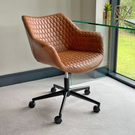 Milo Tan Brown Faux Leather Office Chair
