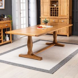 Solid Oak Refectory Dining Table – 2.4m Length – Seats 8 to 10
