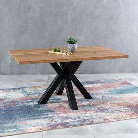 Metro Industrial Oak Small 1.6m Starburst Dining Table – 4 to 6 Seater