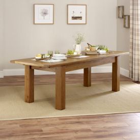 Rustic Oak Large Extending Dining Table 8 to 10 Seater