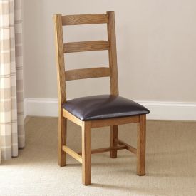 Rustic Oak Ladder Back Dining Chair