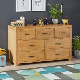 Soho Oak Large Wide 3 over 4 Chest of Drawers