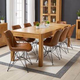Soho Oak Large Dining Table with 8 qty Brogan Vintage Chair Set