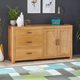 Soho Oak Large Sideboard with 3 Drawers and 2 Doors