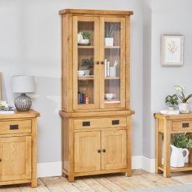 Hereford Rustic Oak Small Glazed Dresser