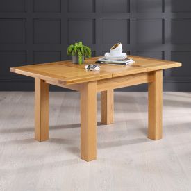 Solid Oak Small Extension Dining Table Seats 4 to 6