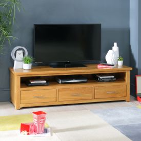 London Oak Large Widescreen TV Unit - Up to 75