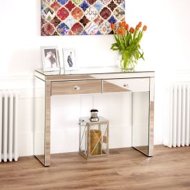 Venetian Mirrored 2 Drawer Dressing Console Table