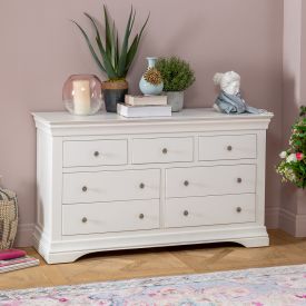 Wilmslow White Painted Large Wide 3 over 4 Chest of Drawers