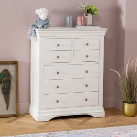 Wilmslow White Painted Tall 4 over 3 Drawer Chest of Drawers