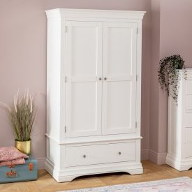 Wilmslow White Painted 2 Door Double Wardrobe with Drawer