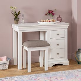 Wilmslow White Single Pedestal Dressing Table Set with Stool