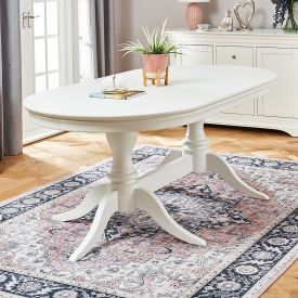 Wilmslow White Painted Oval Dining Table with Twin Pedestal Base