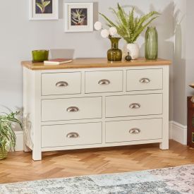 Cotswold Cream Painted Large Wide 3 over 4 Chest of Drawers