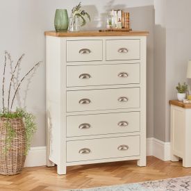 Cotswold Cream Painted Tall 2 Over 4 Drawer Chest of Drawers