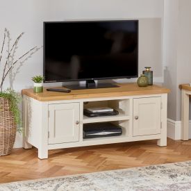 Cotswold Cream Painted Large Widescreen TV Unit - Up to 60