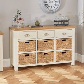 Cotswold Cream Painted Large Basket Sideboard