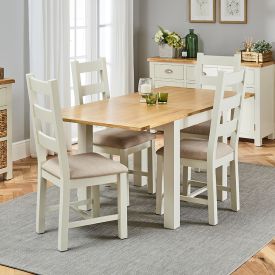 Cotswold Cream Square Flip Top Dining Table and 4 Chair Set